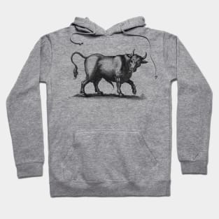 Bull Vintage Black and White Illustration Hoodie